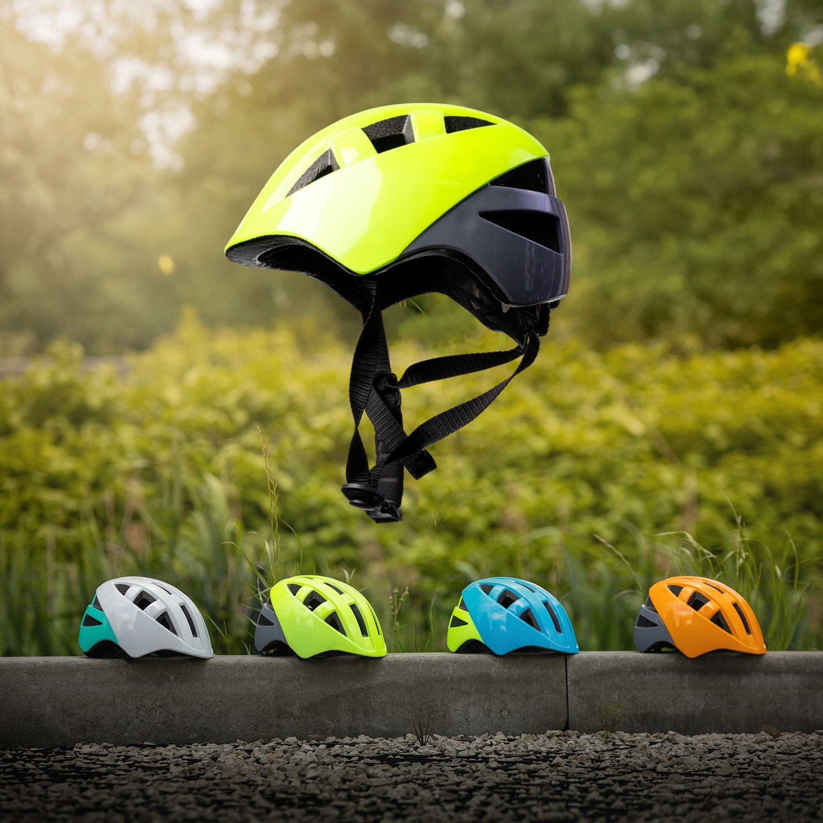 Дитячий велосипедний шолом ROXAR KID жовтий флуо S 48-52 см