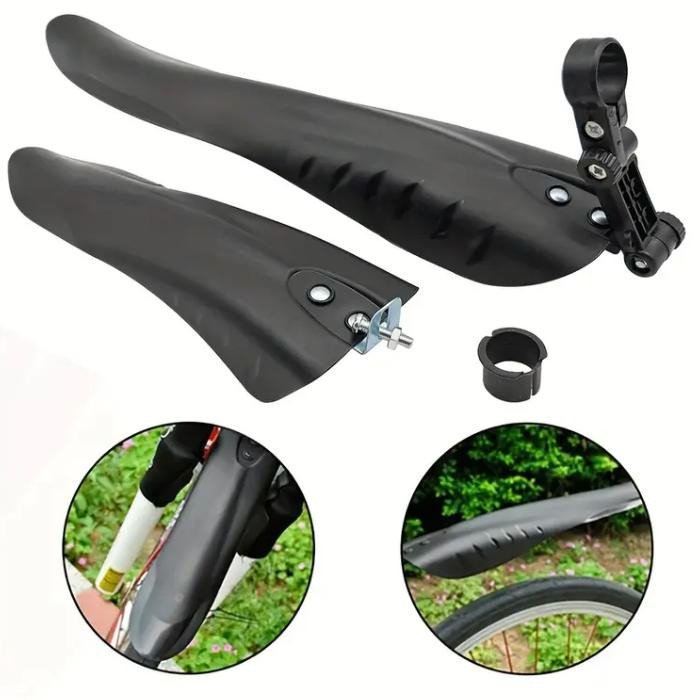 Комплект велосипедних крил, переднє, заднє, колір: чорний
