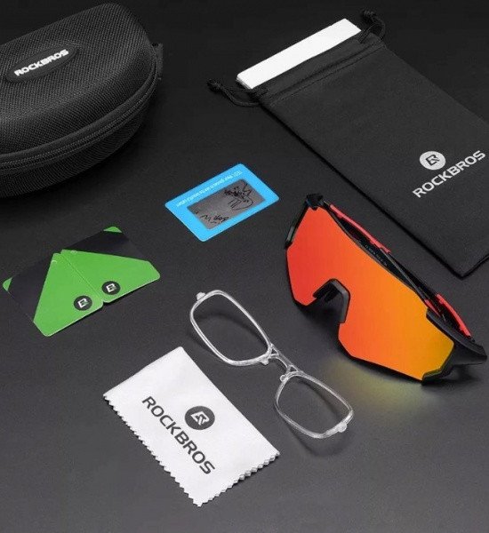 Велосипедні / спортивні окуляри з поляризацією ROCKBROS UV400 (10182) чорні-червоні