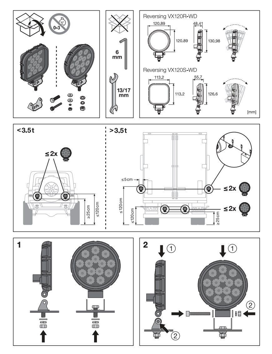 LED фара VX120S-WD 1100лм 15Вт 11,3x11,3 Osram