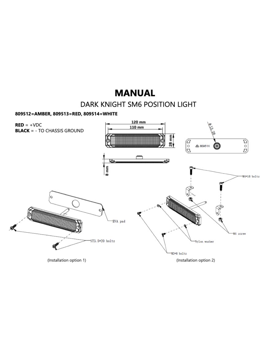 Габаритна LED лампа DARK KNIGHT SM6 AMBER 809512 Strands