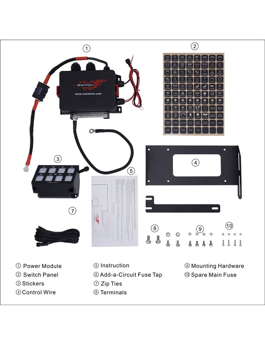 Voswitch TACO8 8-кнопкова панель перемикачів у нижній частині панелі приладів, сумісна з Toyota Tacoma з 2016 року