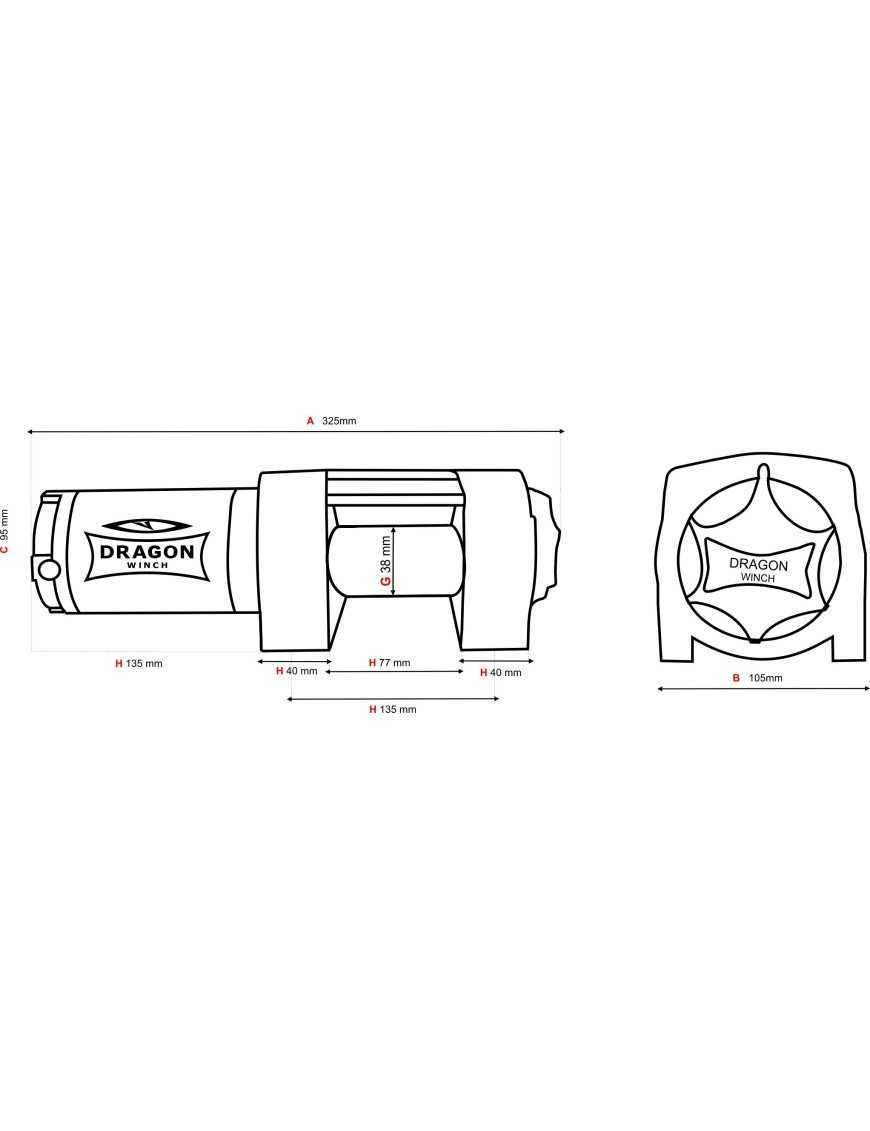Дракон Вінч DWM 3500 ST Витягування 12V З сталевим тросом