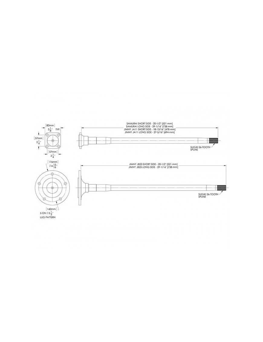Посилені задні полуосі Suzuki Jimny 1998-2015