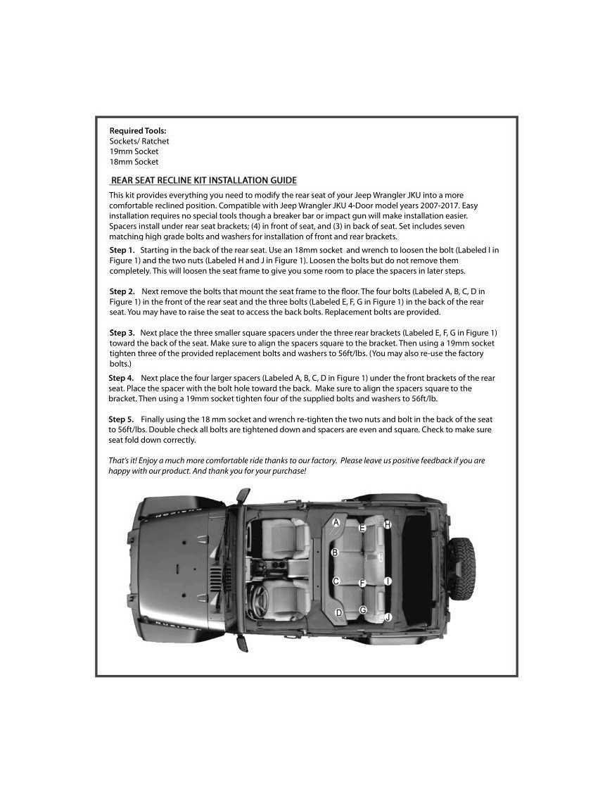 Прокладки для заднього сидіння Jeep Wrangler JK