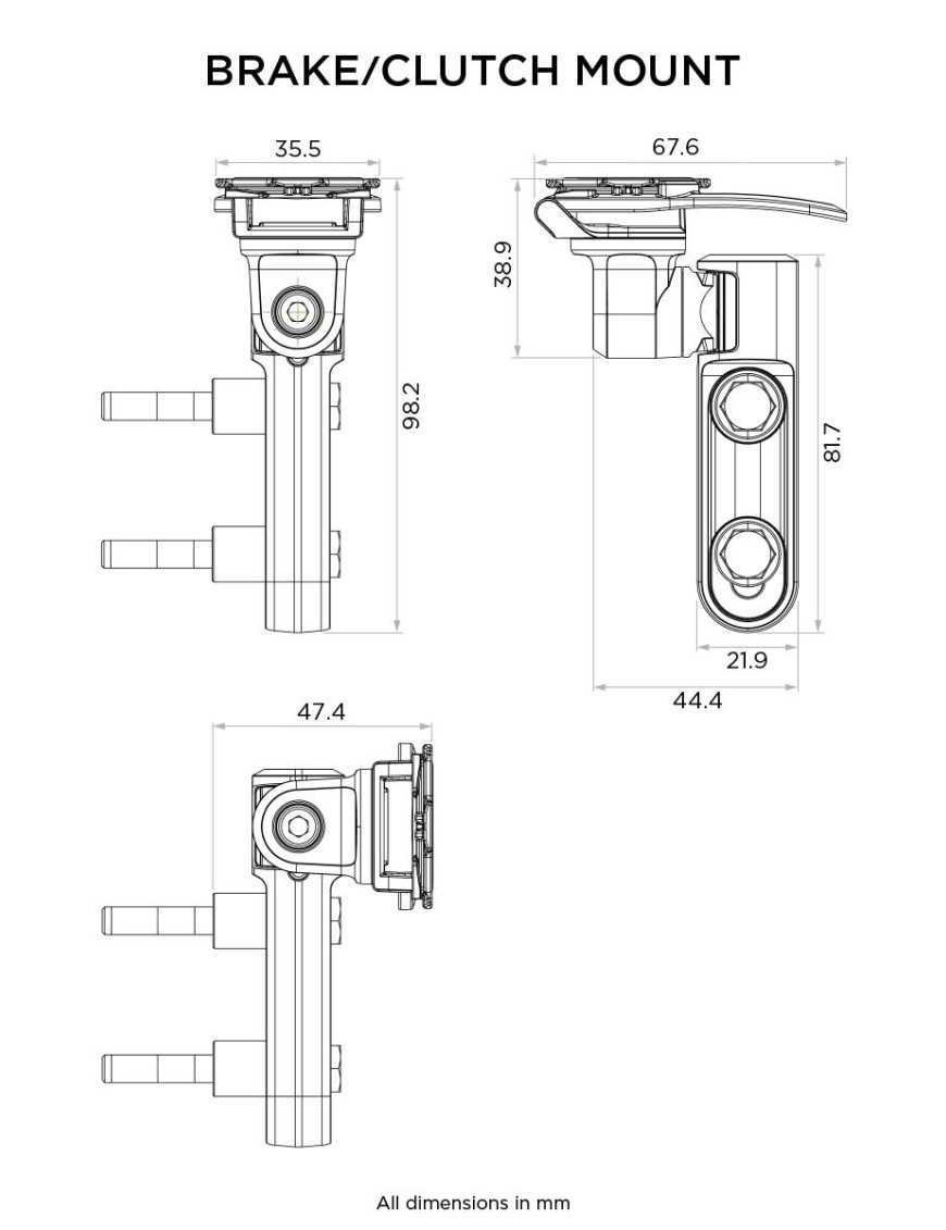 База для кріплення на хомуті гальмівного/зчепного насоса Quad Lock®