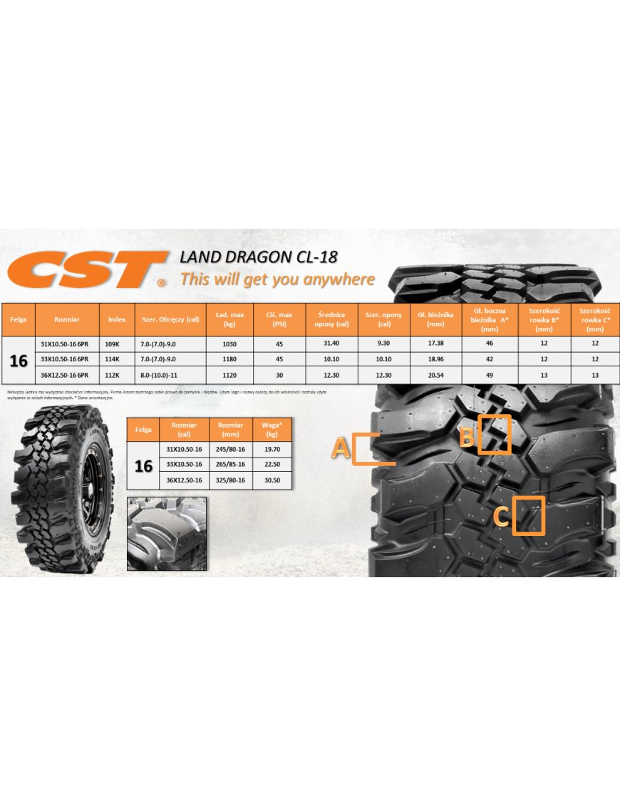 ОПІНА CST Land Dragon 35X12.50-15 CL18 6PR CL-18