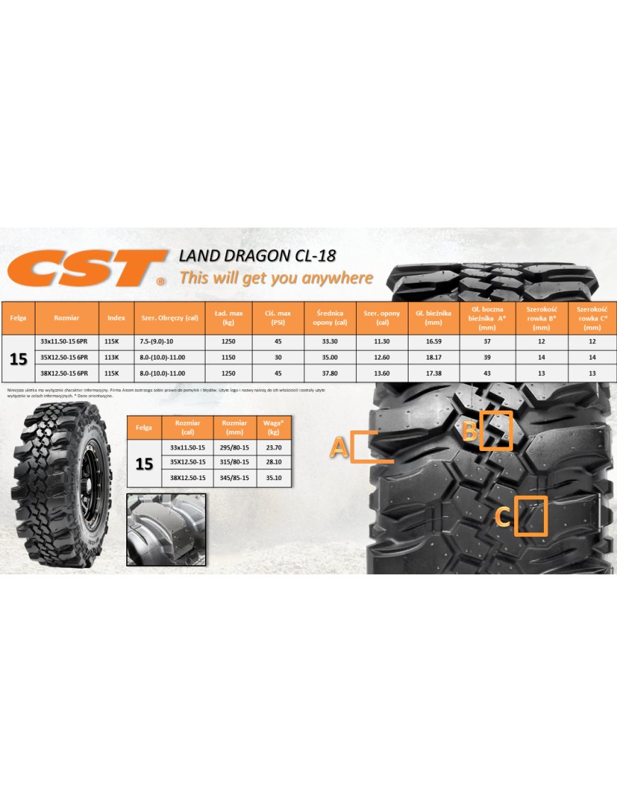 Шина CST Land Dragon 36X12.50-16 CL18 CL-18 6PR 4X4