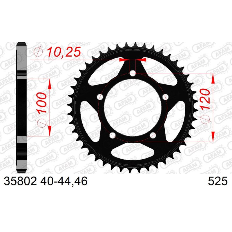 Зірочка задня сталова для ланцюга 525 код 35802-42
