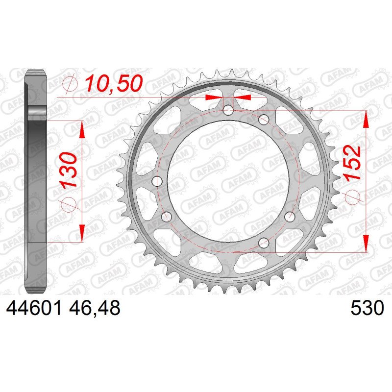 Зірочка задня сталевий для ланцюга 530 код 44601-46