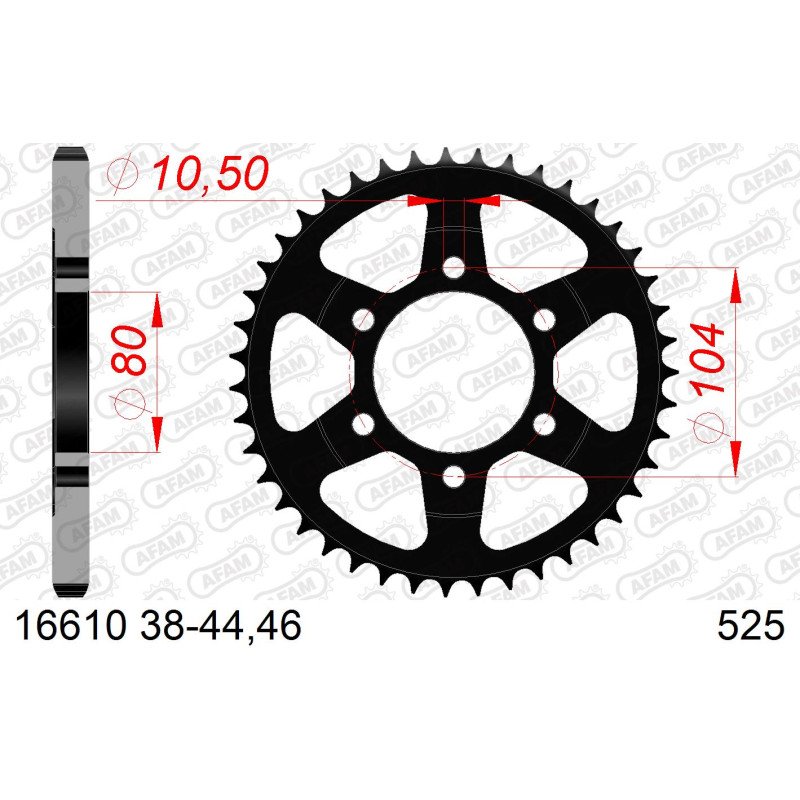 Зірочка задня сталевий для ланцюга 525 код 16610-44