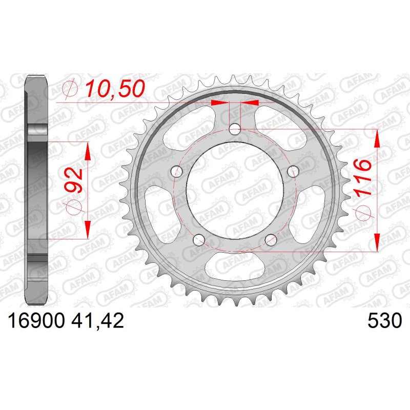 AFAM Зірочка задня сталевий до ланцюга 530 код 16900-42