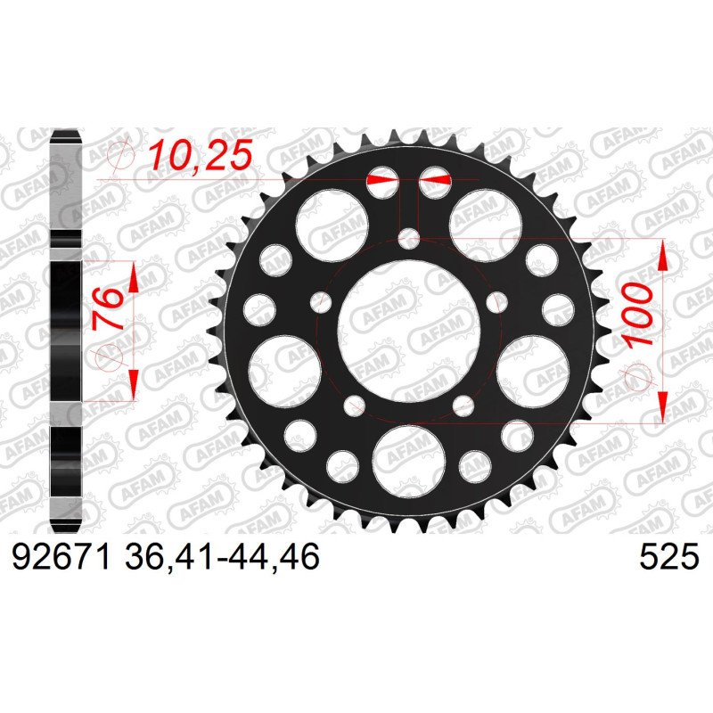 Зірочка задня сталева AFAM для ланцюга 525 код 92671-41