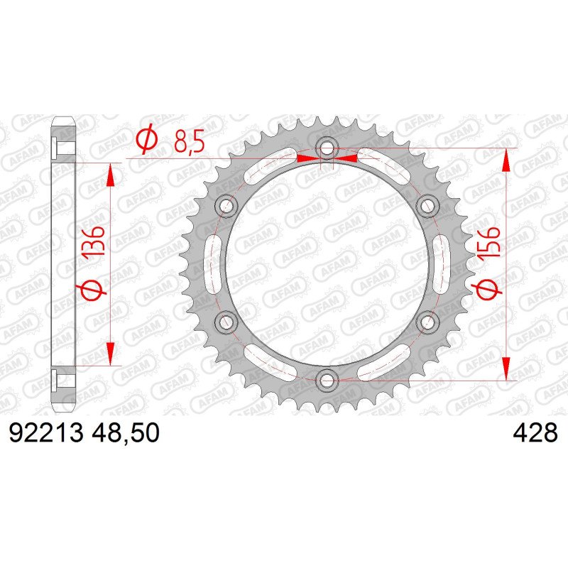 AFAM Зірочка задня сталевий до ланцюга 428 код 92213-48