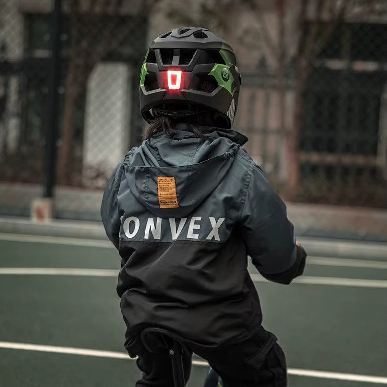 Дитячий шолом з відстібною щелепою та ліхтариком FULL FACE off-road Rockbros TS-61 Green