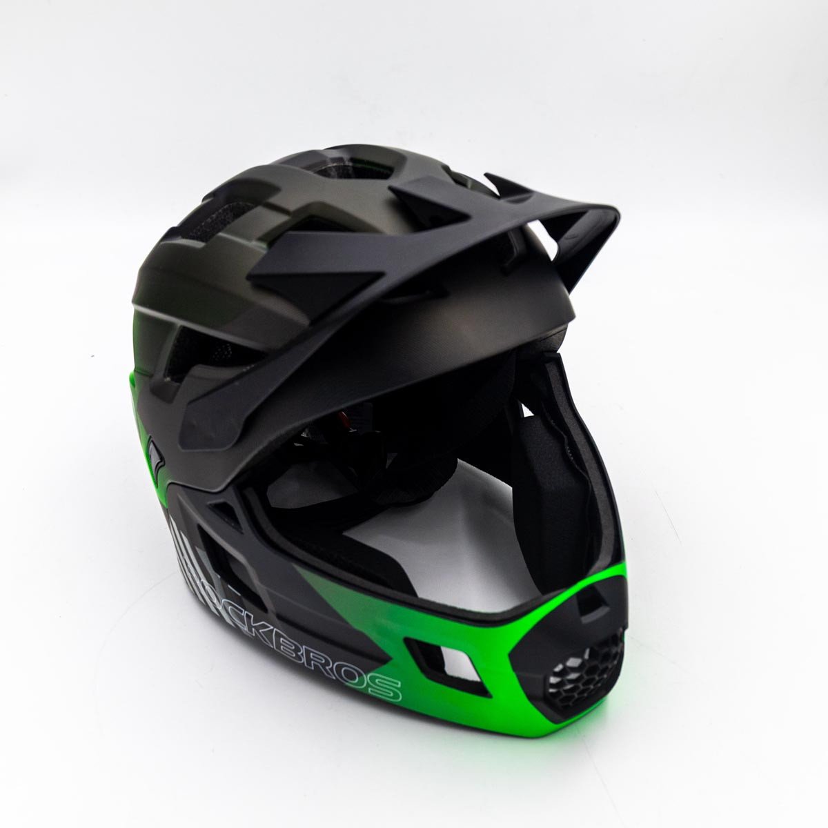 Дитячий шолом з відстібною щелепою та ліхтариком FULL FACE off-road Rockbros TS-61 Green