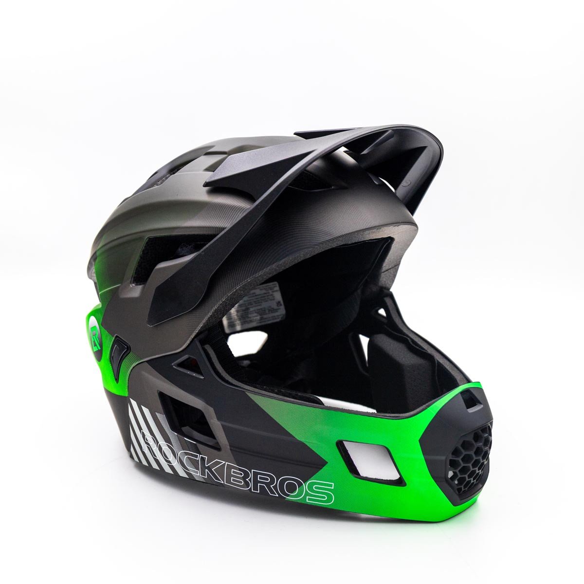 Дитячий шолом з відстібною щелепою та ліхтариком FULL FACE off-road Rockbros TS-61 Green
