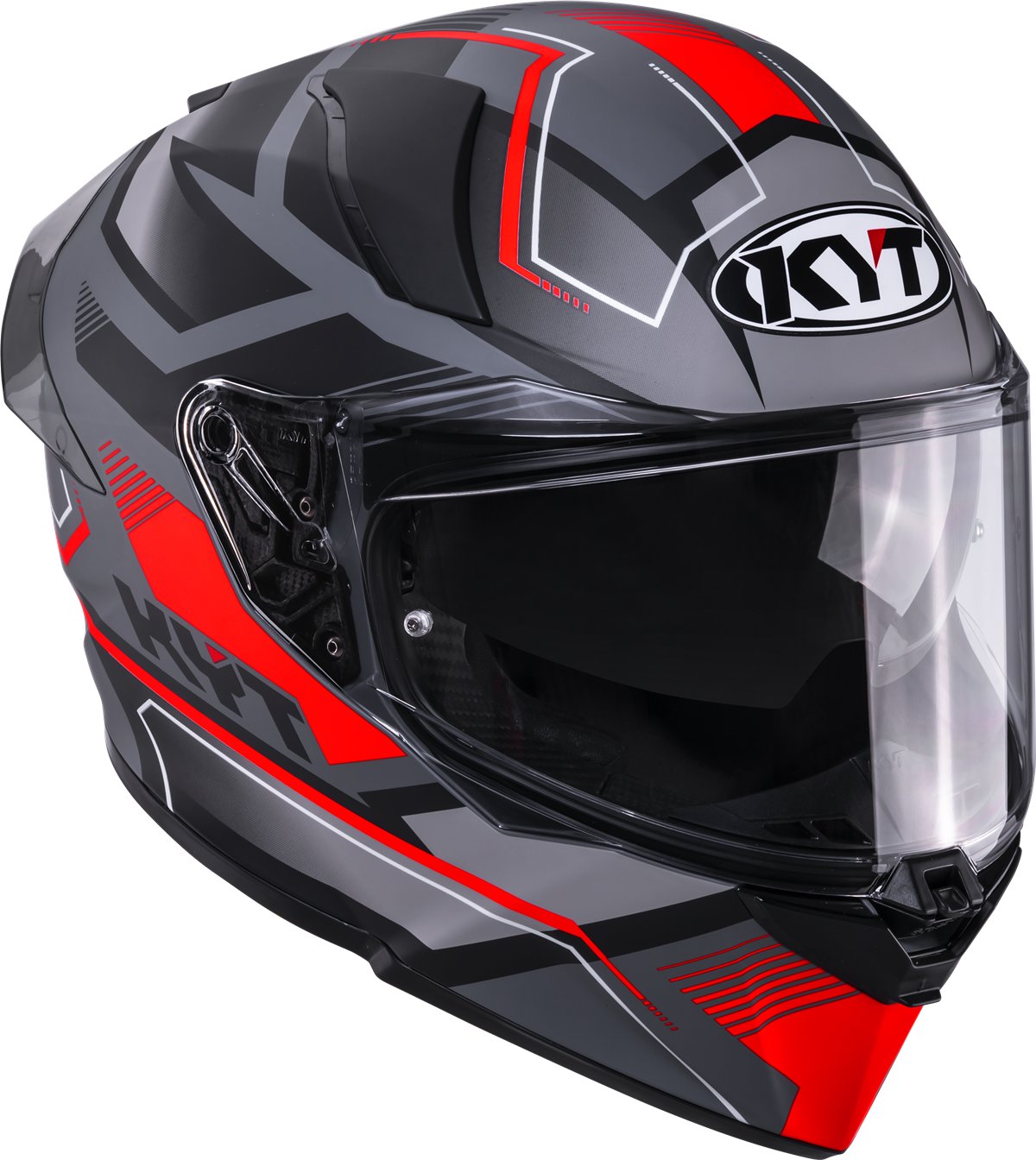 Мотоциклетний шолом KYT R2R PARSEC СІРИЙ МАТОВИЙ/ЧЕРВОНИЙ E06