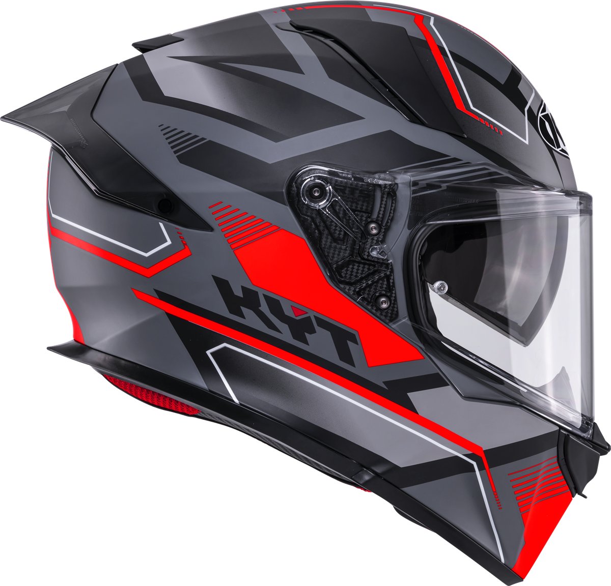 Мотоциклетний шолом KYT R2R PARSEC СІРИЙ МАТОВИЙ/ЧЕРВОНИЙ E06