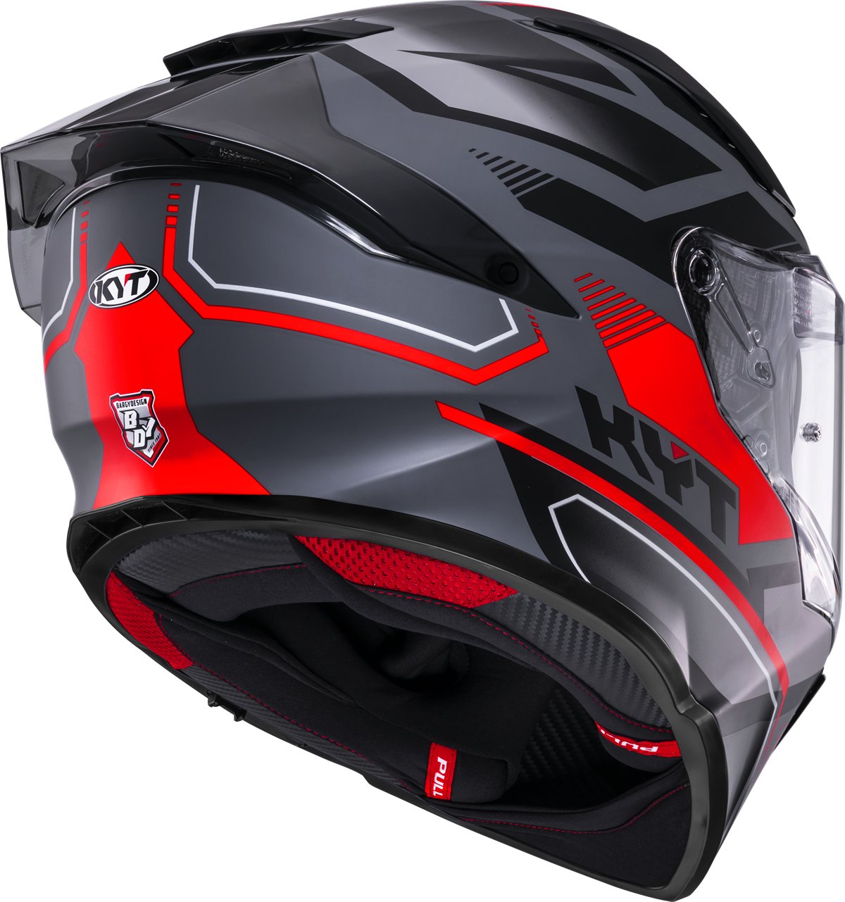 Мотоциклетний шолом KYT R2R PARSEC СІРИЙ МАТОВИЙ/ЧЕРВОНИЙ E06
