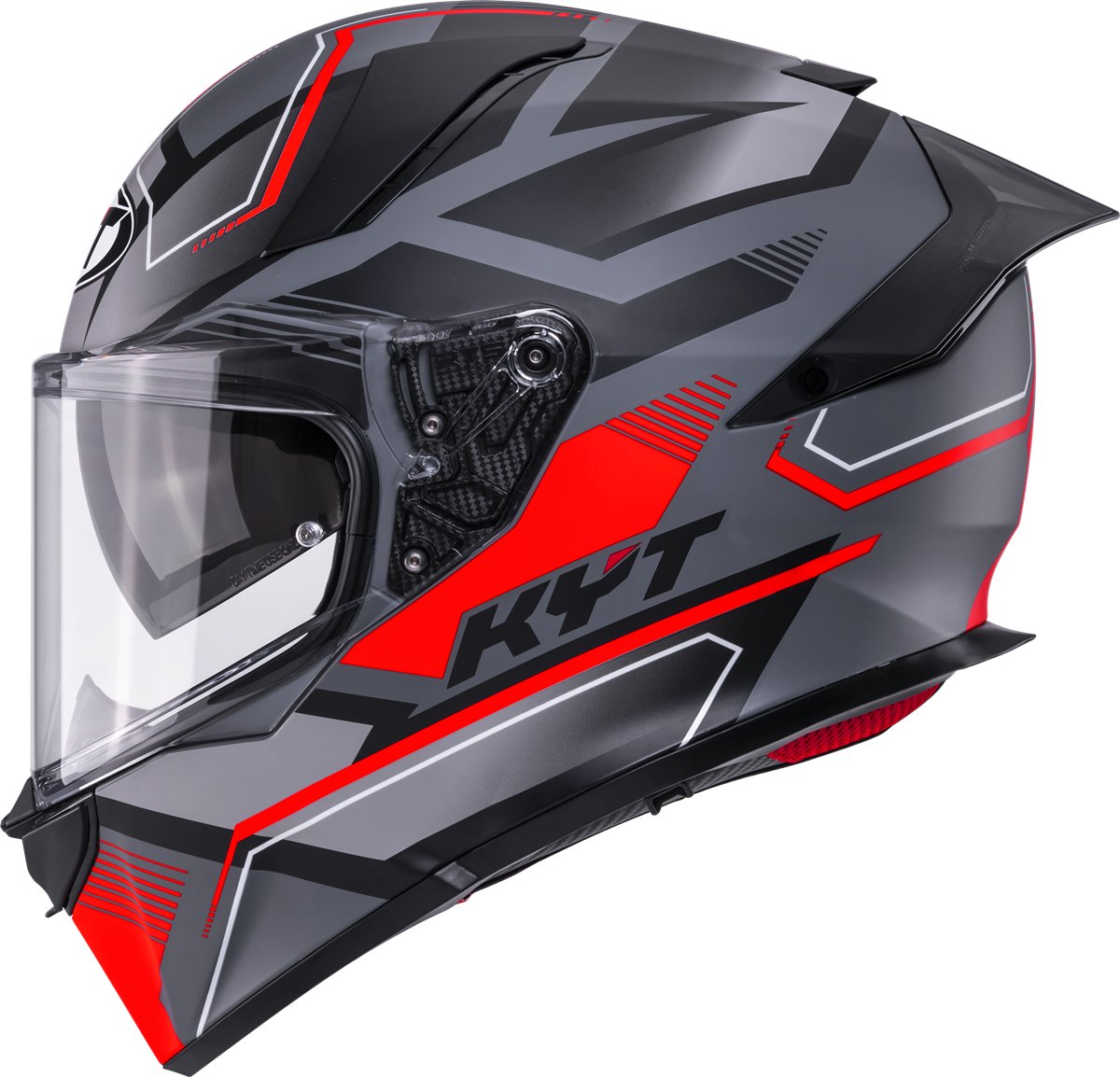 Мотоциклетний шолом KYT R2R PARSEC СІРИЙ МАТОВИЙ/ЧЕРВОНИЙ E06