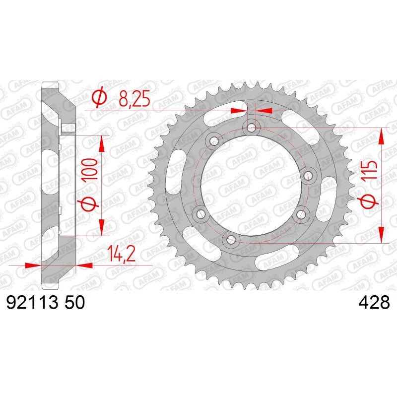 AFAM Задня сталева зірка для ланцюга 428 код 92113-50