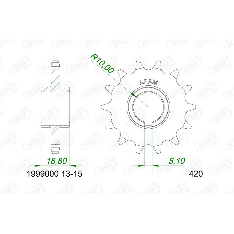 AFAM Передня зірка для ланцюга 420 код 199000-14