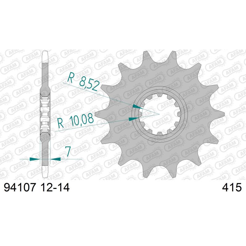 AFAM Передня зірка для ланцюга 415 код 94107-12