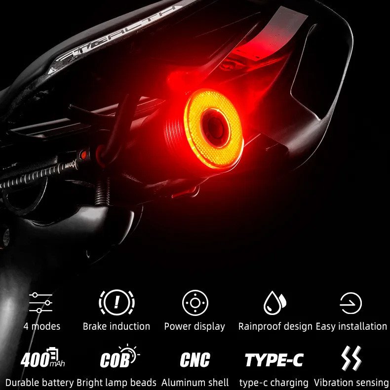 Задня велосипедна лампа Rockbros TL907Q51 LED USB зі стоп-сигналом під сідло