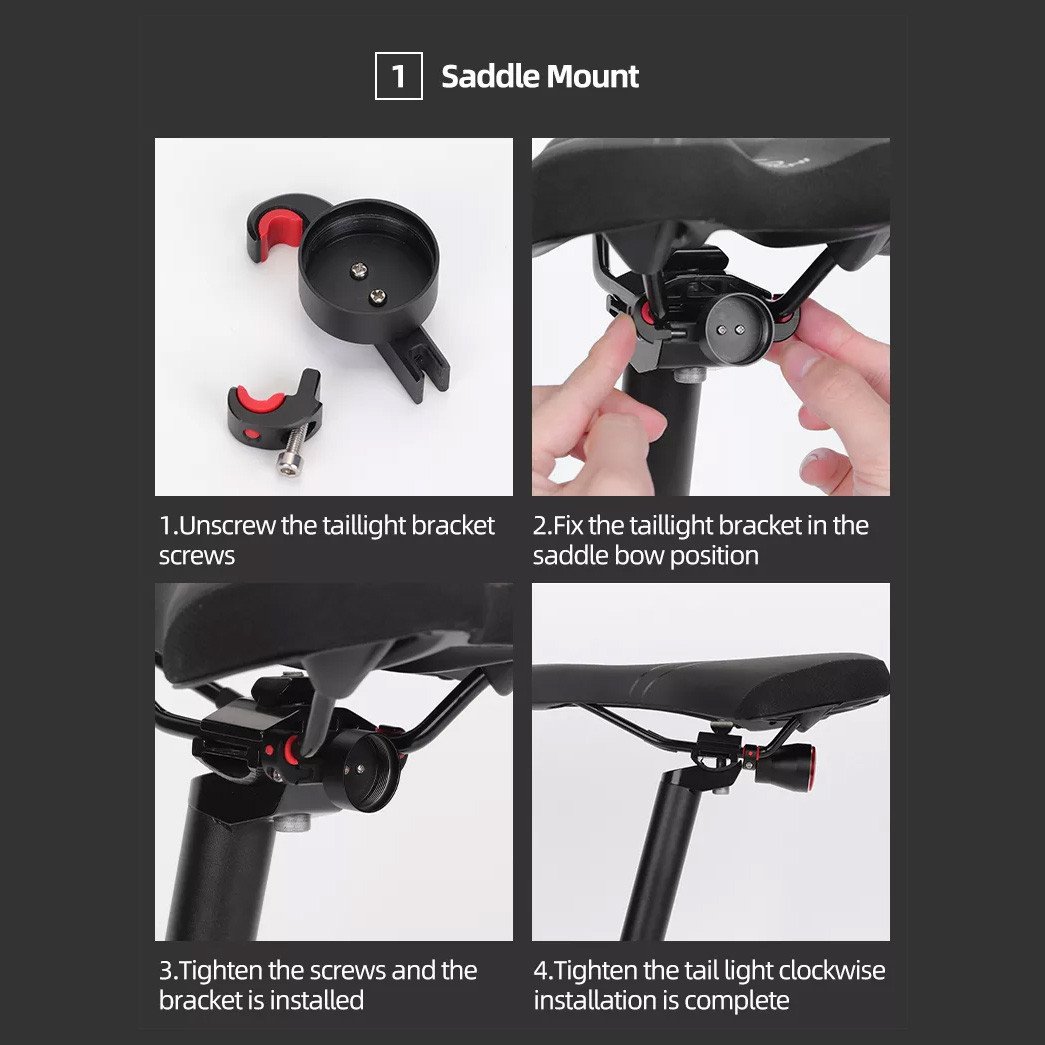 Задня велосипедна лампа Rockbros TL907Q51 LED USB зі стоп-сигналом під сідло